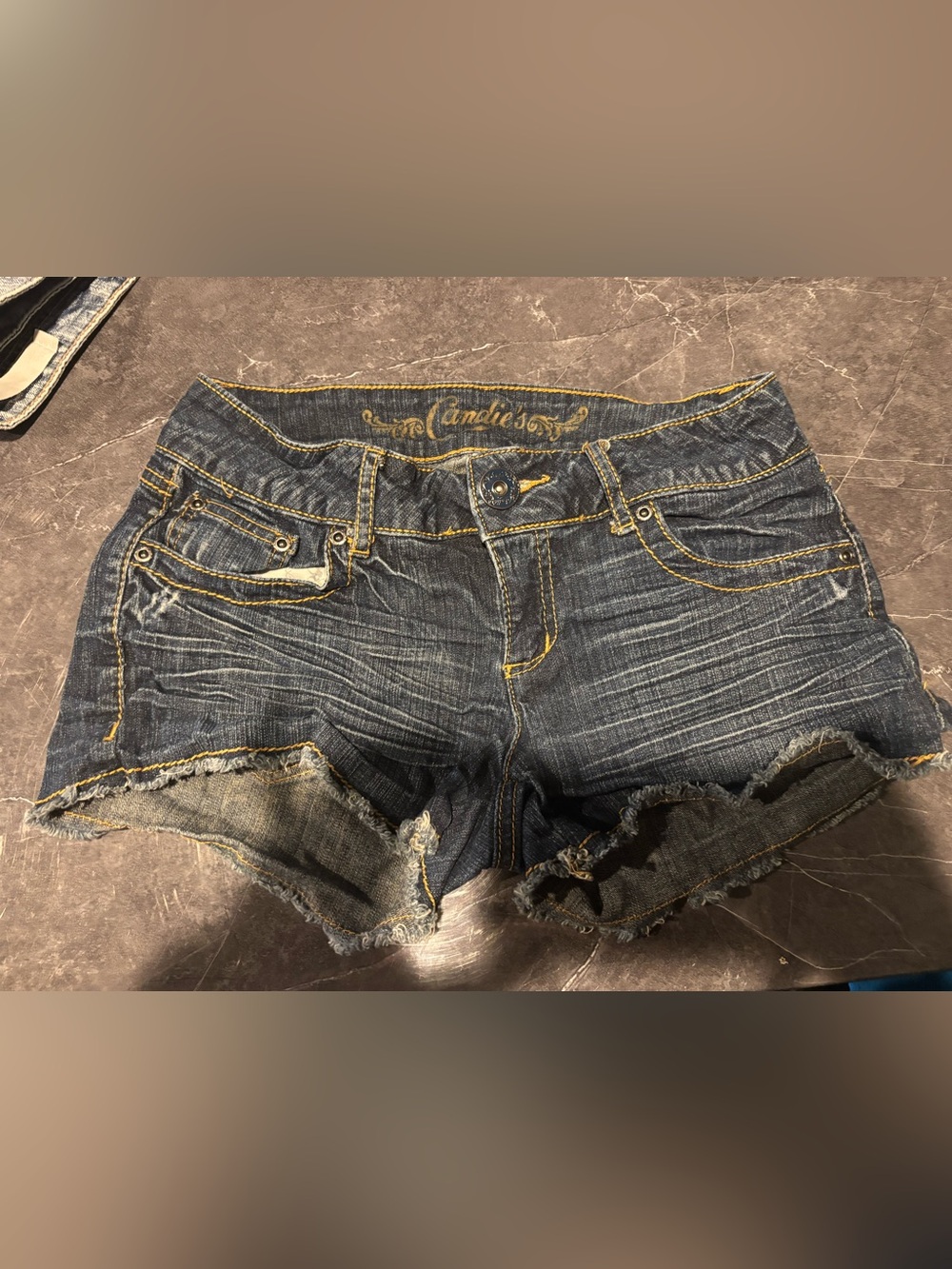 Candie's Dark Blue Distressed Denim Cutoff Shorts